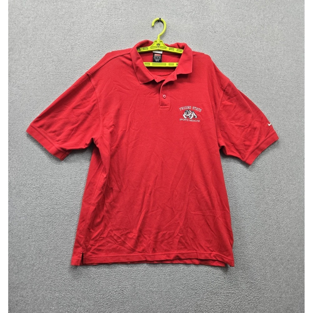 VINTAGE Fresno State Bulldogs Men Polo XL Red Sports Medicine Nike Swoosh Logo